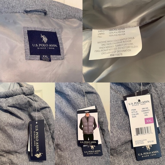 U.S. Polo Assn. Men’s Zip Up Puffer Winter Vest with Pockets Size XXL NWT - Picture 7 of 12